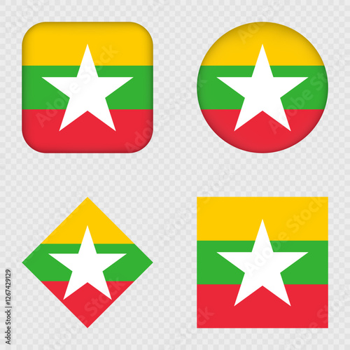 Myanmar Flag Icons Pack. Vector illustration.
