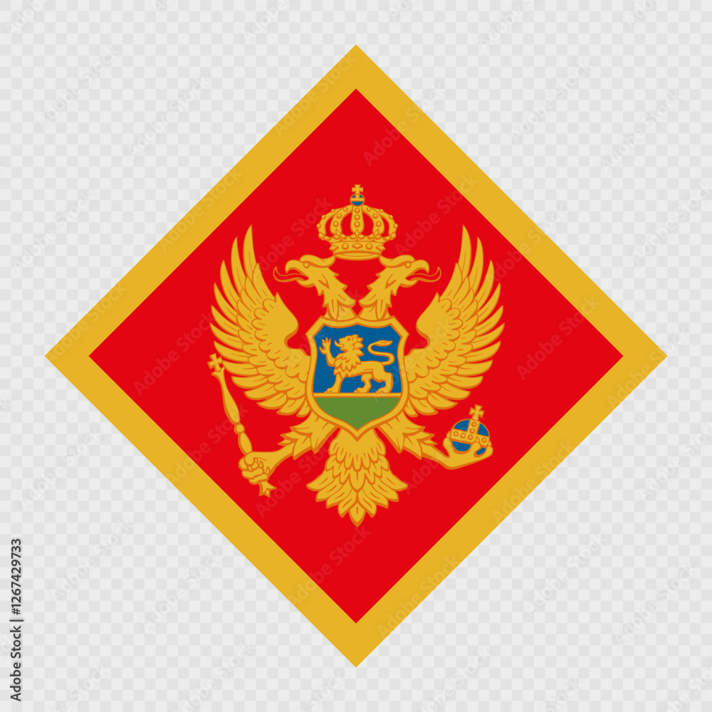 Montenegro rhombus flag. Vector illustration. Montenegro rhombus flag. Vector illustration.