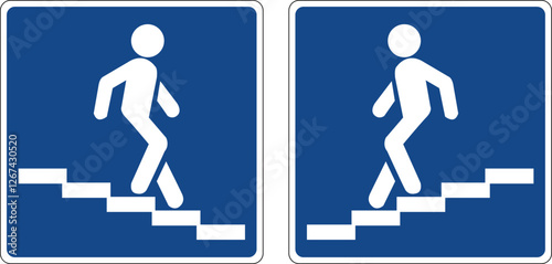 Road sign underground pedestrian crossing. Informs road users about the presence an underground crossing for pedestrians.