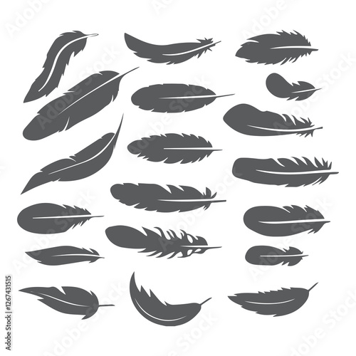 feather shape weightless bird plume icons vector image