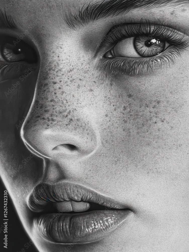 Fototapeta premium close up drawing of a woman face