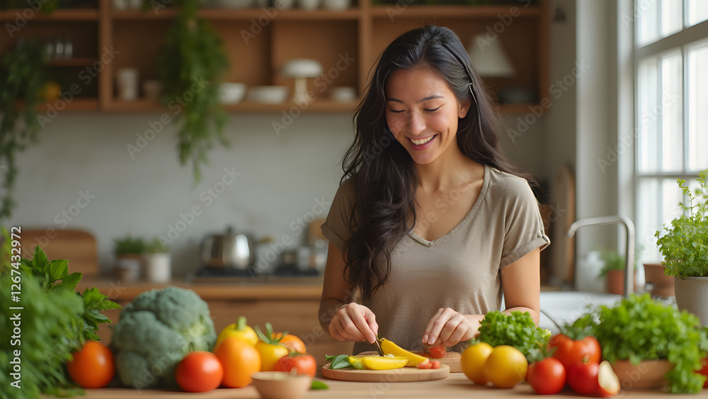 Joyful chef preparing fresh organic ingredients. Healthy meal prep for better mental health. Nutrition's impact on happiness and well-being. Cooking with love for a healthy mind. Joyful chef preparing fresh organic ingredients. Healthy meal prep for better mental health. Nutrition's impact on happiness and well-being. Cooking with love for a healthy mind.