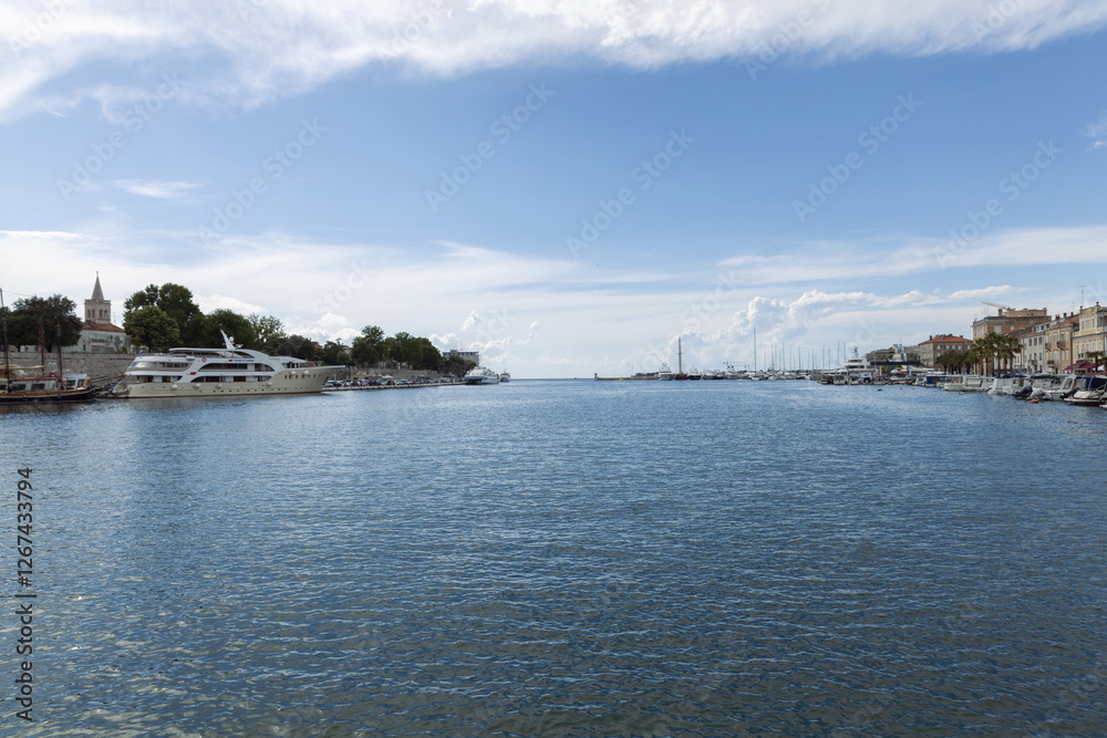 view of the port of Zadar from the pedestrian bridge