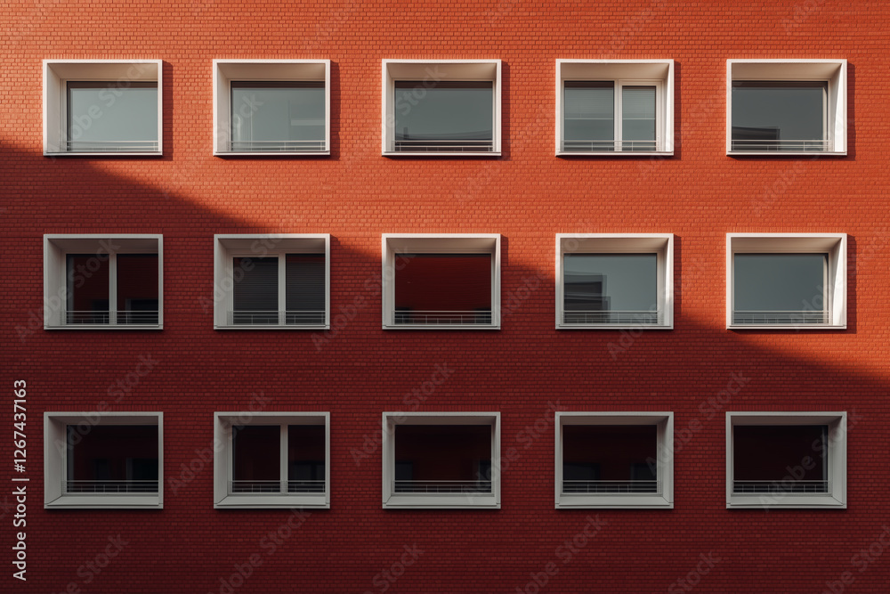 Building facade with window pattern and brick wall. Building facade with window pattern and brick wall.