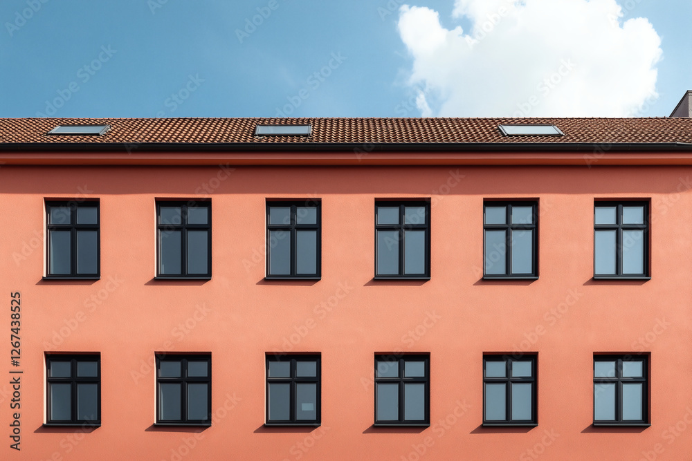 Obraz premium Building facade with uniform window grid pattern