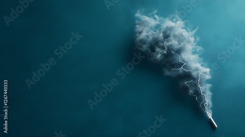 Energy Capsule Emitting Smoke and Lightning, Concept of Electricity, Power Generation, and Scientific Innovation in Futuristic Technology
