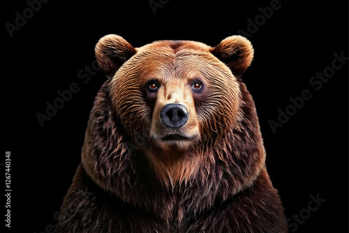 Highly detailed bear illustration on an isolated black background