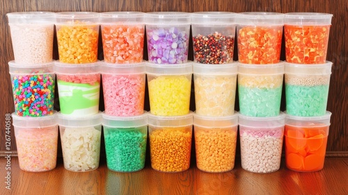 Wallpaper Mural Colorful Collection of Crafting Supplies in Clear Containers Torontodigital.ca