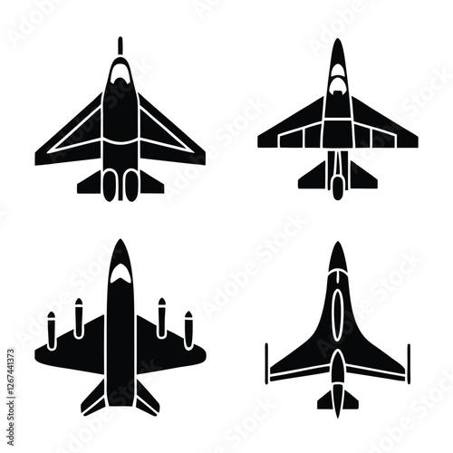 Fighter Jet Silhouette Vector Bundle. photo