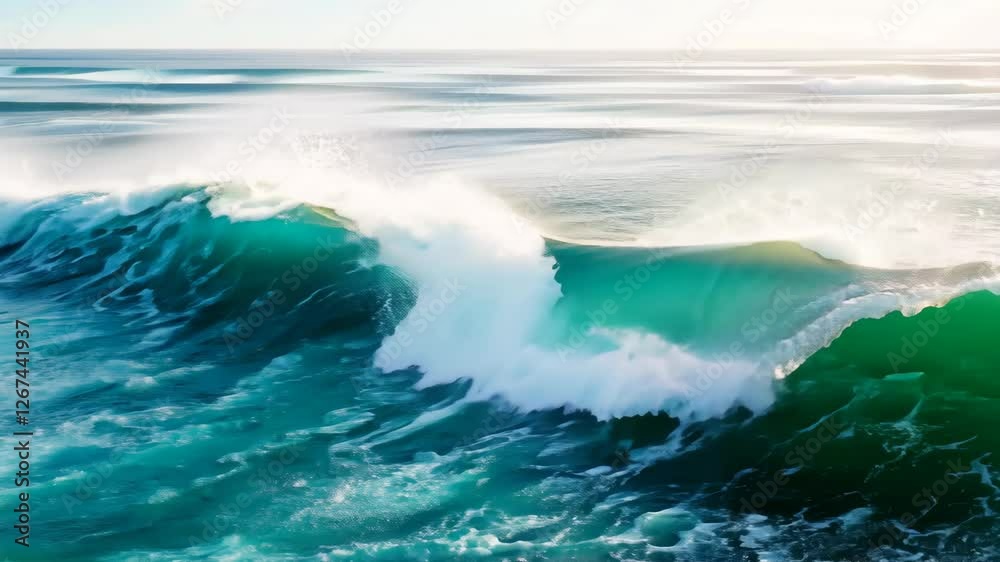 High-Speed Aerial View of Vibrant Water Waves and Splashes Against a Light Backdrop High-Speed Aerial View of Vibrant Water Waves and Splashes Against a Light Backdrop