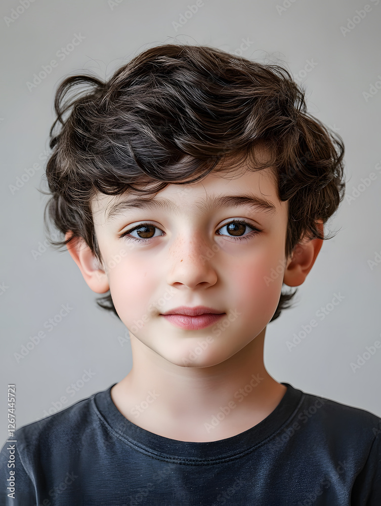 Portrait boy ID photo on gray background Portrait boy ID photo on gray background