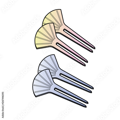 Baby girls hairpins for babies vector mockup template technical flat design