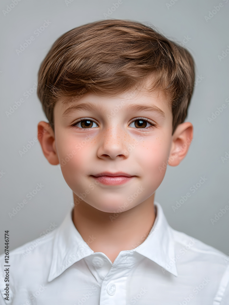 Portrait boy ID photo on gray background Portrait boy ID photo on gray background