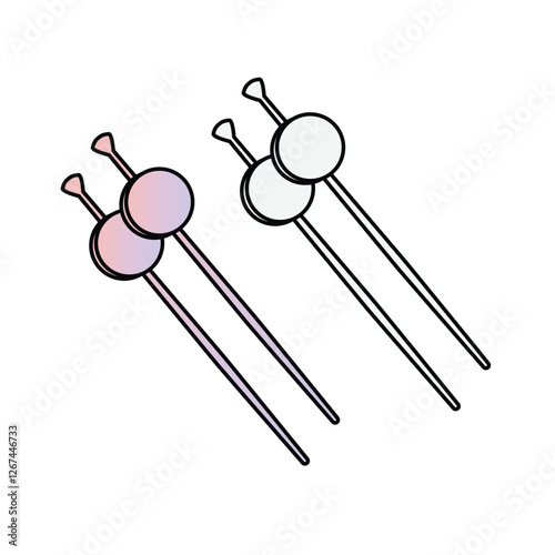 Ladies hairpins vector mockup template technical technical line drawing.