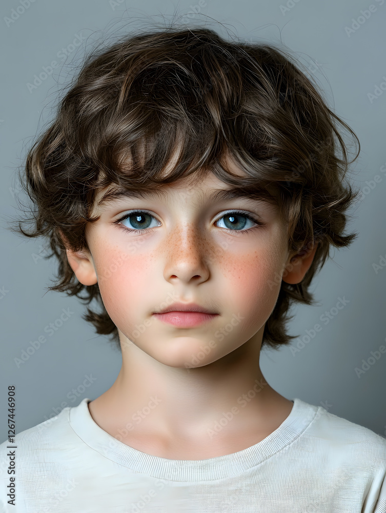 Portrait boy ID photo on gray background Portrait boy ID photo on gray background