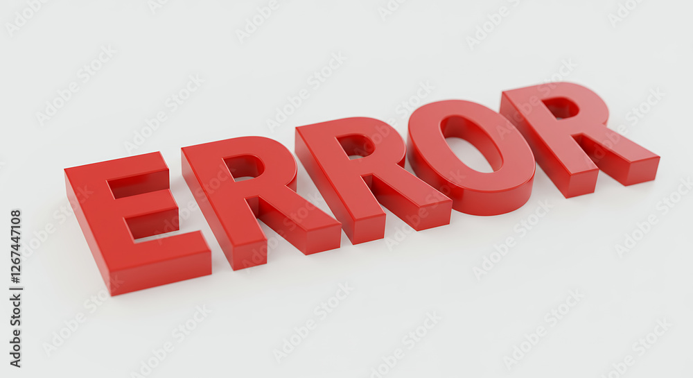 Error: 3D Rendering of a Red Text Message on White Background - Troubleshooting, System Failure & Common Computer Issues Error: 3D Rendering of a Red Text Message on White Background - Troubleshooting, System Failure & Common Computer Issues