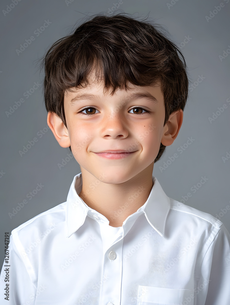 Portrait boy ID photo on gray background Portrait boy ID photo on gray background