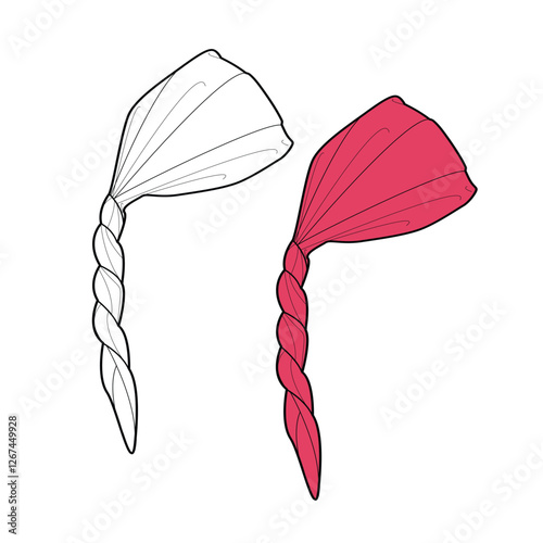 Ladies head scarves technical line drawing vector mockup template.