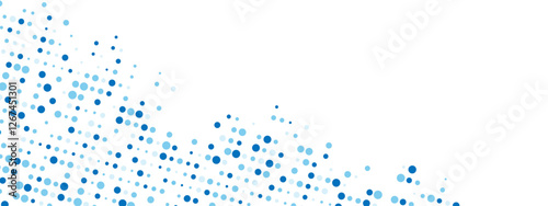 Abstract blue background with a dot texture and chaotic mosaic ornament. Linear pattern of small dots included. Ideal for banners, posters, websites, and social media frames. Vector illustration