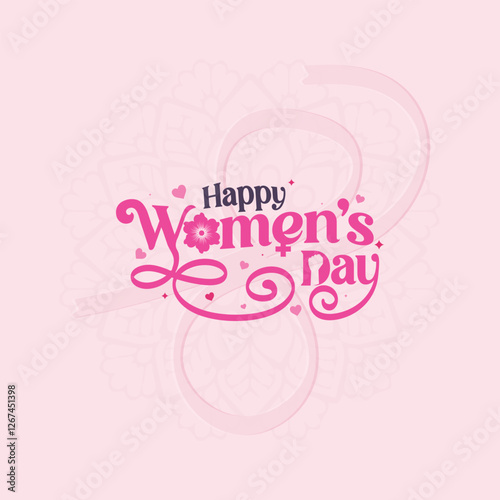 Women's Day hand  written lettering design vector illustration. Template design for 8 March female holiday. Wallpaper, flyer, sticker, banner, card. Women's Day poster, banner, flyer.