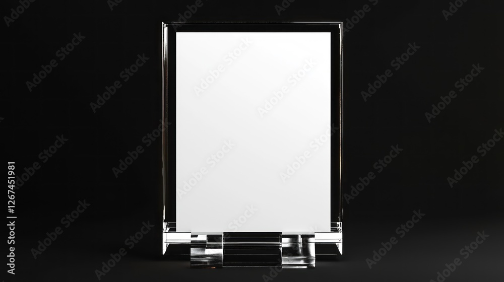 Clear acrylic award display, blank, dark background Clear acrylic award display, blank, dark background