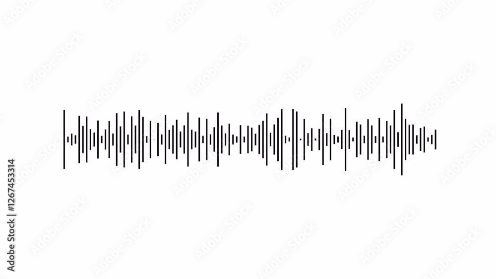 line audio wave visualization on a transparent background, audio waveform spectrum animation, line digital minimalist sound wave animation, Audio Equalizer Background Animation with alpha channel.