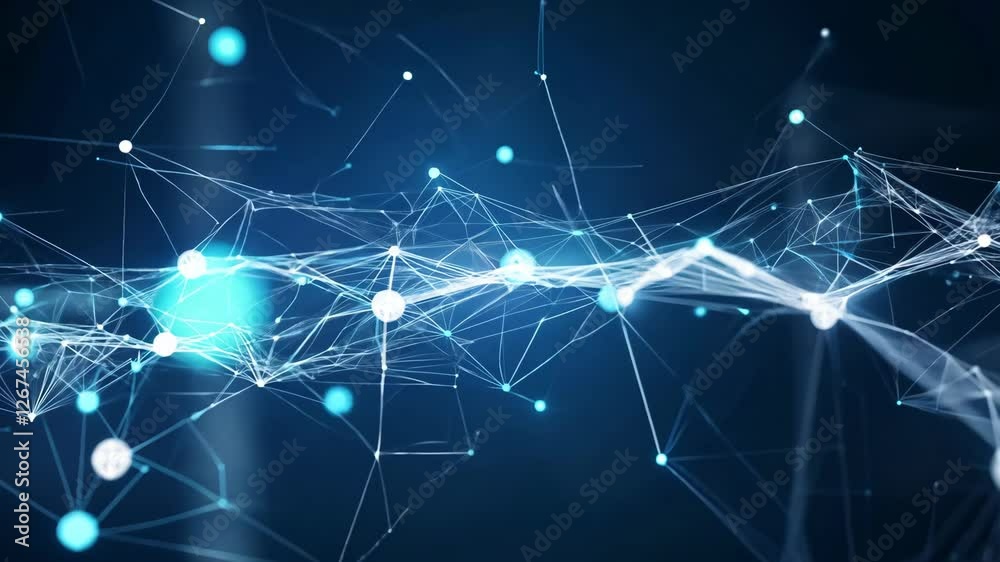Futuristic Abstract Background with Moving Dots and Lines for Network Connection and Technology Design