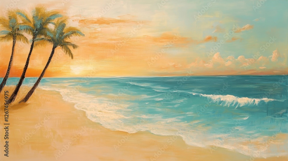 Fototapeta premium Serene Evening Glow on Hawaii Beach