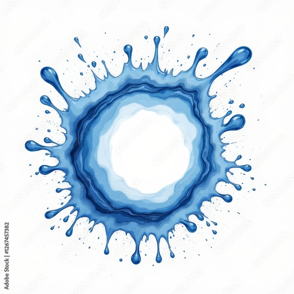 Abstract circular water splash with droplet design