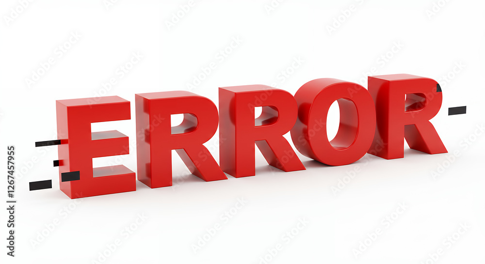 ** Error! Red 3D Error Message: Glitch, Bug, Fault, Problem. Tech Malfunction Warning. Visual Representation of System Failure! ** Error! Red 3D Error Message: Glitch, Bug, Fault, Problem. Tech Malfunction Warning. Visual Representation of System Failure!