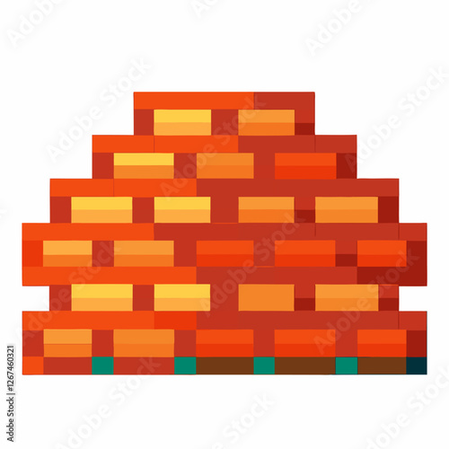 Blocky Pixel Art Stack in Shades of Red and Orange