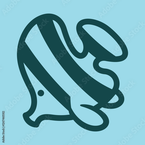 Lineart outline Sea Animal in cute colorful design for kids and education