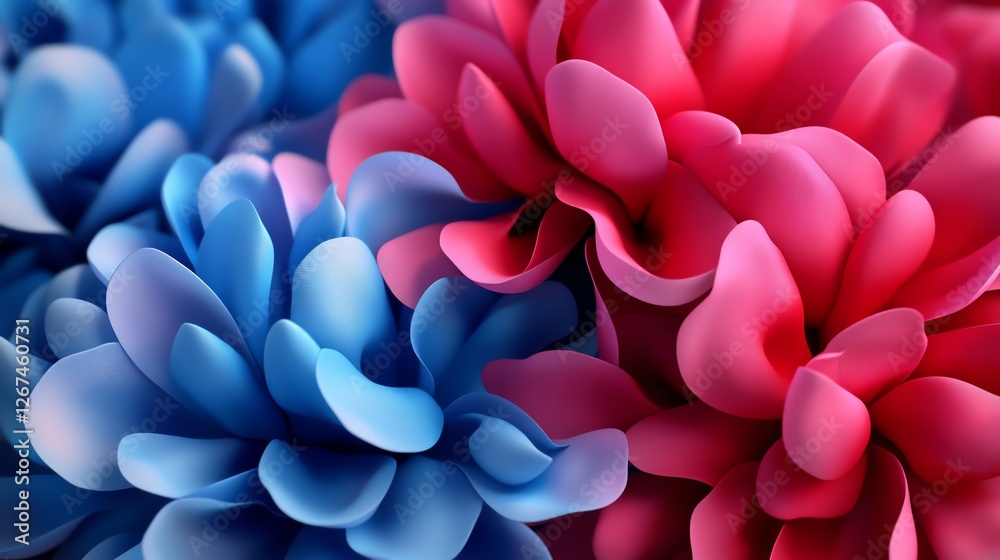 Obraz premium Vivid peonies in bloom, lush and full petals, 3D illustration
