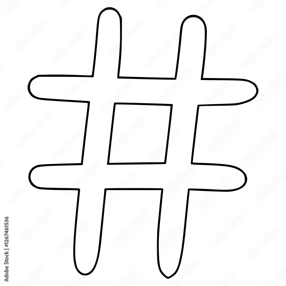 Obraz premium hashtag illustration hand drawn outline vector