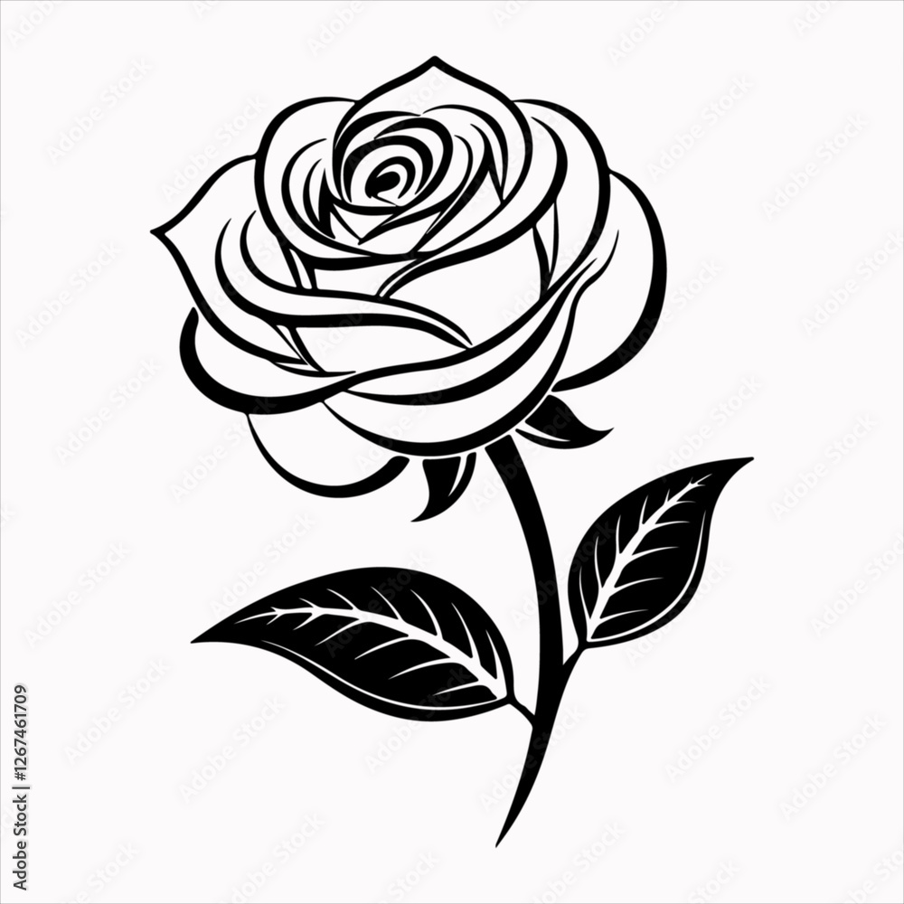 Rose silhouette vector illustration design on a white background Rose silhouette vector illustration design on a white background