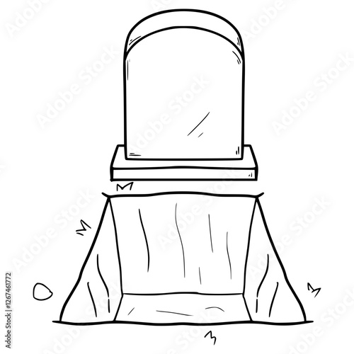 grave pit illustration hand drawn outline vector