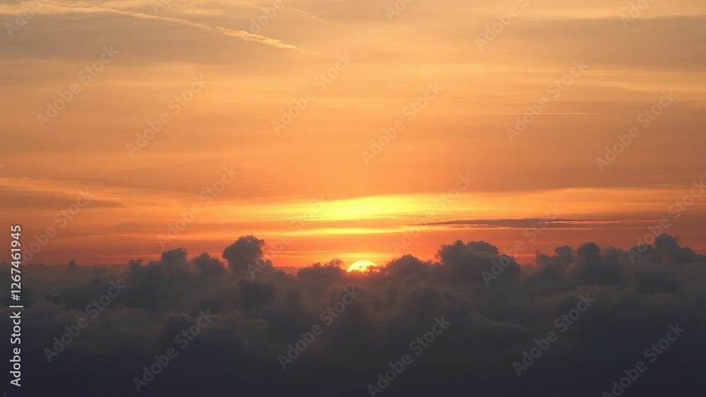 Cloudy evening with a silvery glow on the horizon, glow, sunset Cloudy evening with a silvery glow on the horizon, glow, sunset