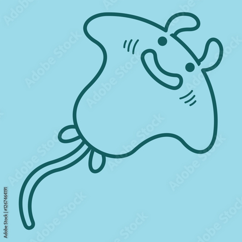 Lineart outline Sea Animal in cute colorful design for kids and education