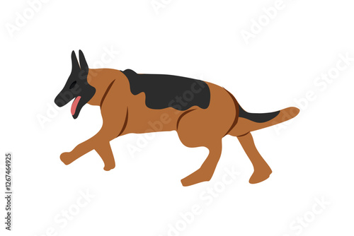 German shepherd dog. Police dog illustration. Wild dog. Shepherd dog. Animal. Wildlife.