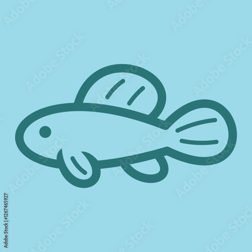 Lineart outline Sea Animal in cute colorful design for kids and education