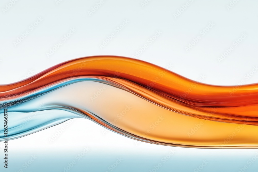 Obraz premium Abstract waves of orange blue liquid intertwining