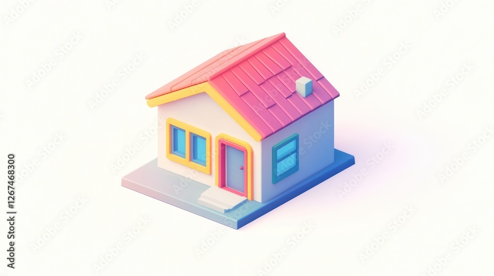 Colorful 3D isometric house illustration Colorful 3D isometric house illustration
