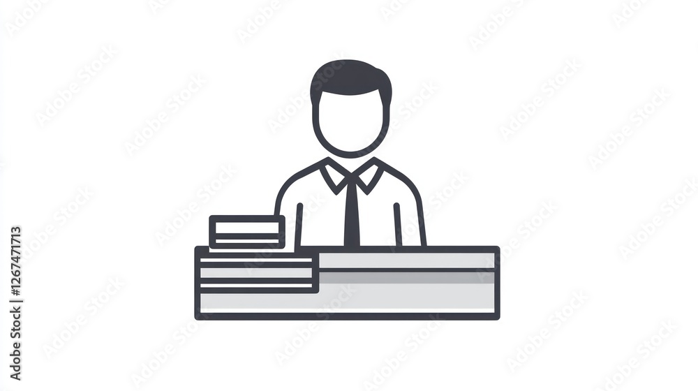 Businessman at Desk, Office Scene, Simple Illustration, for Presentation Businessman at Desk, Office Scene, Simple Illustration, for Presentation