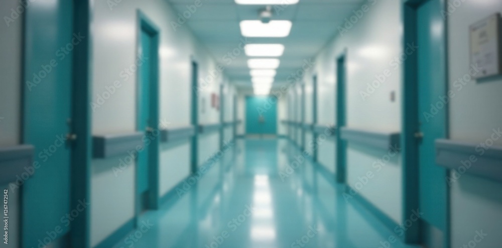 Soft focus image of hospital corridor with blurred edges , hospital interior design, health care buildings, medical facilities Soft focus image of hospital corridor with blurred edges , hospital interior design, health care buildings, medical facilities