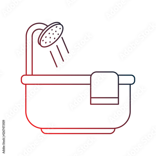 bathtub gradient outline icon with white background vector stock illustration