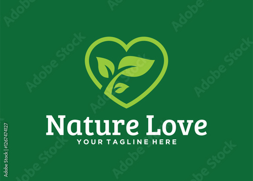 Heart and leaf vector logo design with modern, simple, clean and abstract style