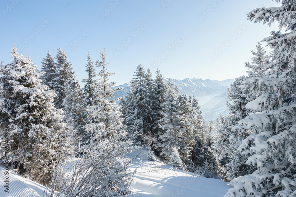 herrliche Winterlandschaft in den verschneiten Bergen von Tirol Österreich