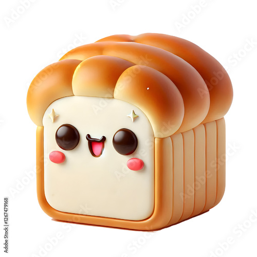 3D Cute bread design isolated on white background