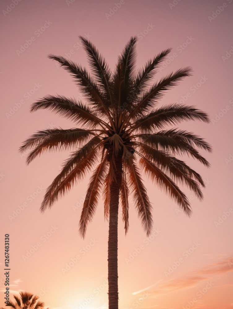 Obraz premium Palm Tree Silhouette at Sunset