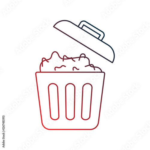 trash gradient outline icon with white background vector stock illustration